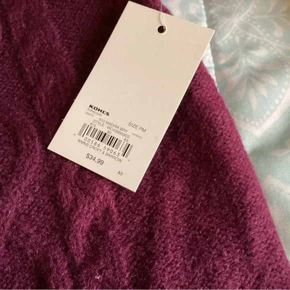 Croft and Barrow Women's Burgundy Cable Knit Cardigan Size PM NWT - Picture 5 of 7